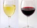glass of white and glass of red wine